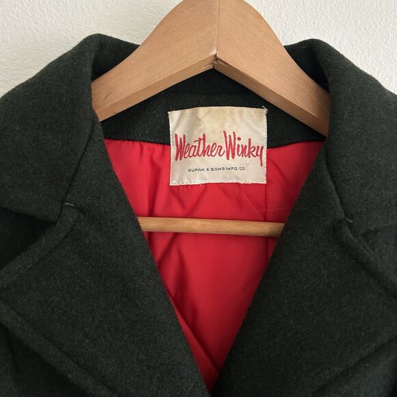 VTG Weather Winky Wool Schoolboy Blazer Coat Dark Green Kids 14/16 XL - Picture 3 of 16